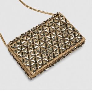 Zara beaded sequins woven bag